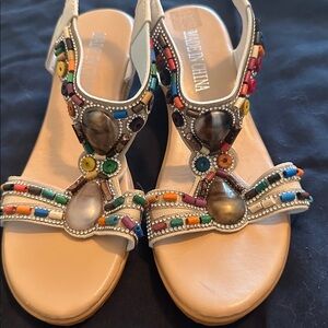 white beaded sandals